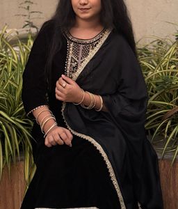 Elegant Black Velvet Kurta Set