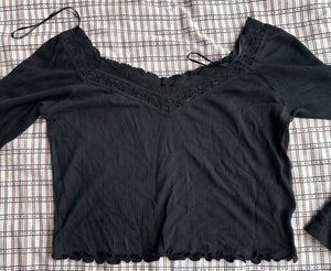 Black Lace Trim Top