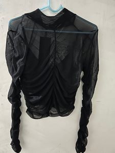 Black Mesh Top With Inner Attached