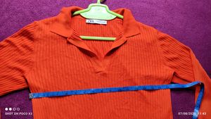 Orange Ribbed Knit Top