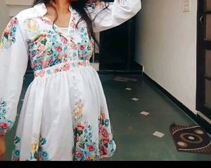 Floral Printed White Dress For Women