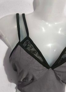 Grey Lace Trim Bralette