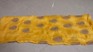 Yellow Embroidered saree