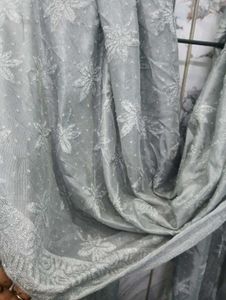 Elegant Grey🇲🇾 Embroidered Dupatta