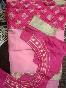 Pink Saree with Blouse