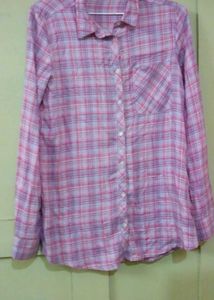 Pink Plaid Long Sleeve Shirt