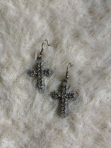 Iced Goth Cross Earrings