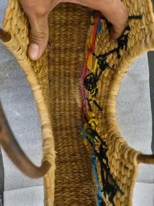 Woven Straw Cane Floral Handbag