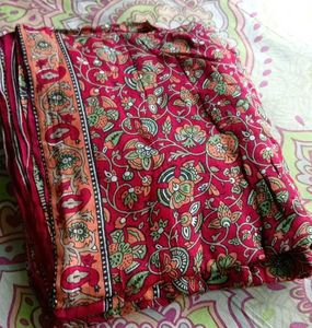 Red Cotton Printed Saree
