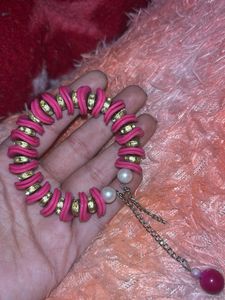 Pink &amp; Gold Beaded Bracelet