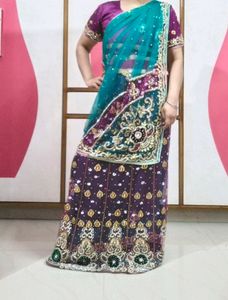 Lehnga Saree With Kurti &amp; Peticot