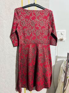 Red &amp; Gold Fit &amp; Flare Dress