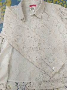 Lace Button Down Shirt