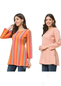 Orange & Multicolour Kurtis(Combo)