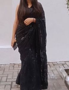 Elegant Black Sequin Ready To Wear Saree