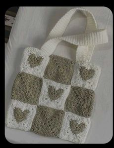 Heart Crochet Granny Square Tote