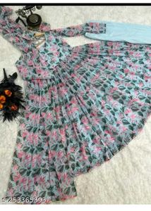 Anarkali Kurta Set With Shimery Border Dupatta