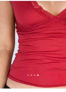 Red Lace Trim Y2K Top