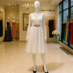 White V-Neck Cocktail Dress
