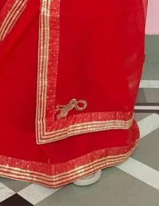 bright red saree with blouse