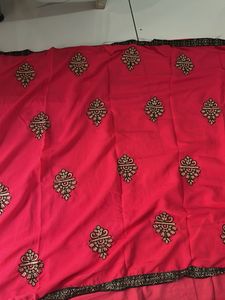 Elegant Pink Saree with Embroidery