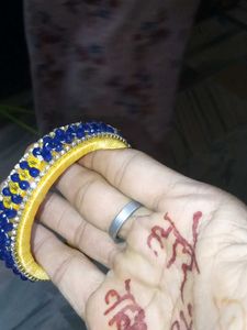 Blue Beaded Bangle Bracelet