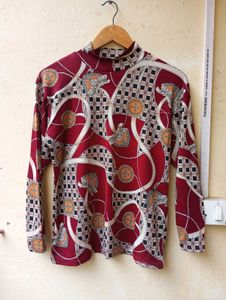 Patterned Mock Neck Top (Women)