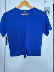 Blue Tie-Front Top