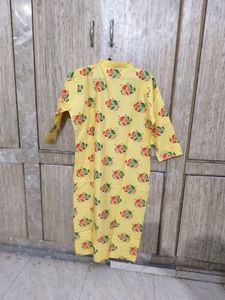 New Lemon Yellow Kurti Set (Printed)