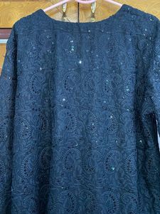 Chikankari Elegant Black Kurta XXL