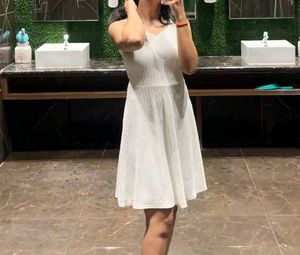 White Shiny Mini Dress For Women.