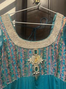 Elegant Teal Anarkali Kurta Set