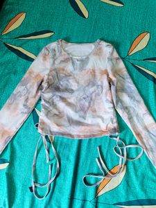 Tie-Side Marble Print Top