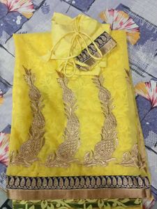 Yellow Embroidery Saree