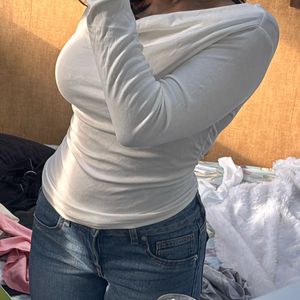 Aesthetic lace detail white fitted top