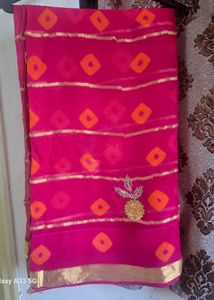 Pink Bandhani Saree