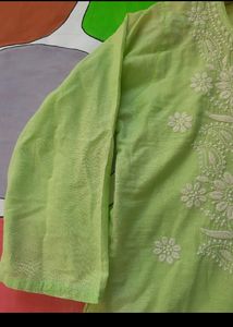 Green Chikankari Kurti