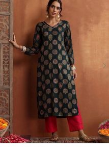 House Of Chikankari Green Kurta