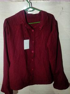 Maroon Button-Up Top