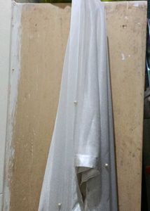 White Dupatta with pearls
