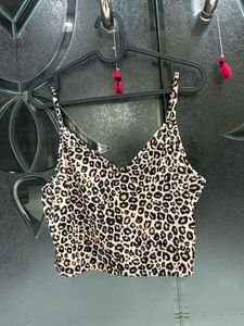 Viral Leopard Print Strappy Cami Top