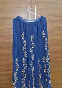 Blue Embroidered Ethnic Skirt