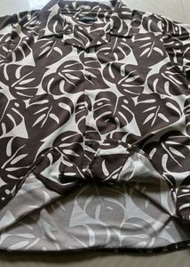Brown &amp; White Leaf Print Shirt
