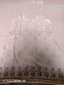 3 Embroidered Pink Gry White  Kurti