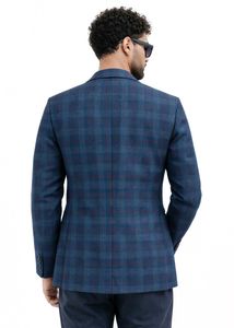 Stylish Blue Checkered Blazer