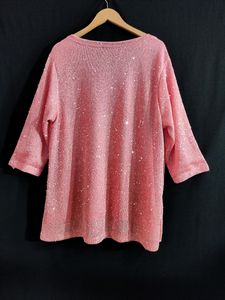 Oversized Top Pink Sequin Worked To