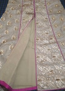 Golden Kurti With Pink Skirt Set