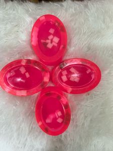 Handmade Pink  Rose Soap Set Of -4