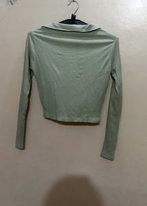 Zara Sage Green Ribbed Top