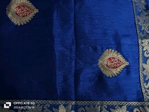 Navy Blue Complete Saree With Fall And Piko